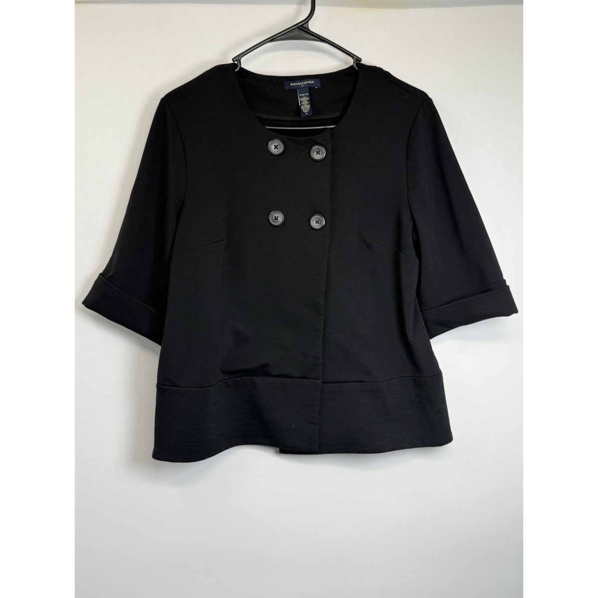 Banana Republic Black Knit Jacket Medium Stretch Minimalist Business Career