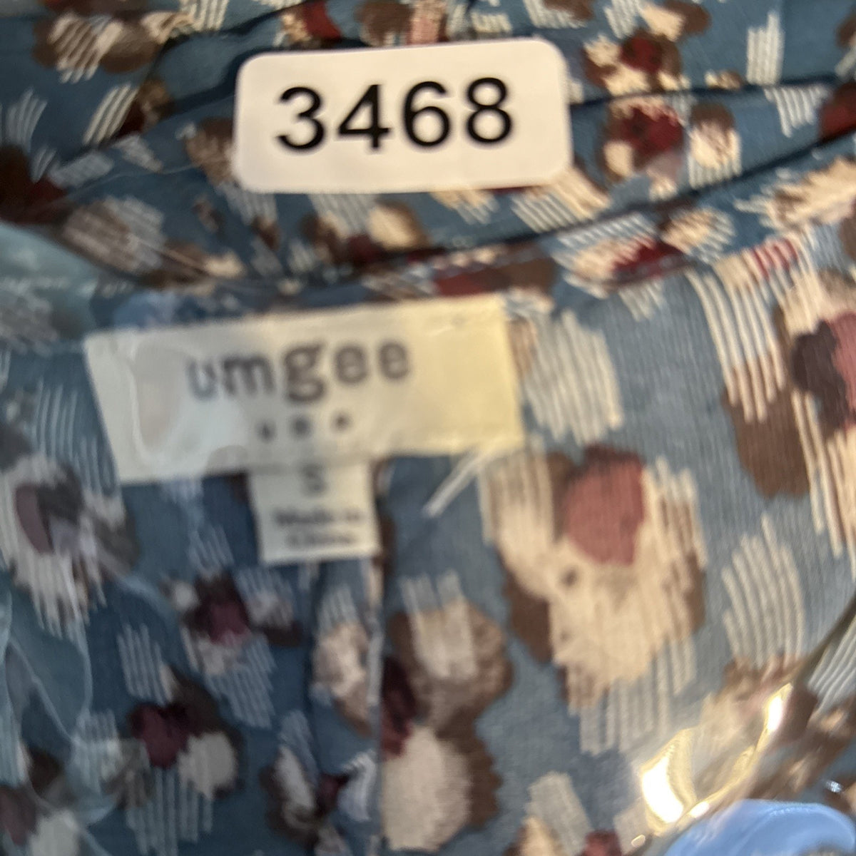 UMGEE Babydoll Dress Blue Brown Balloon Sleeve Tunic Women’s S Oversized Boho