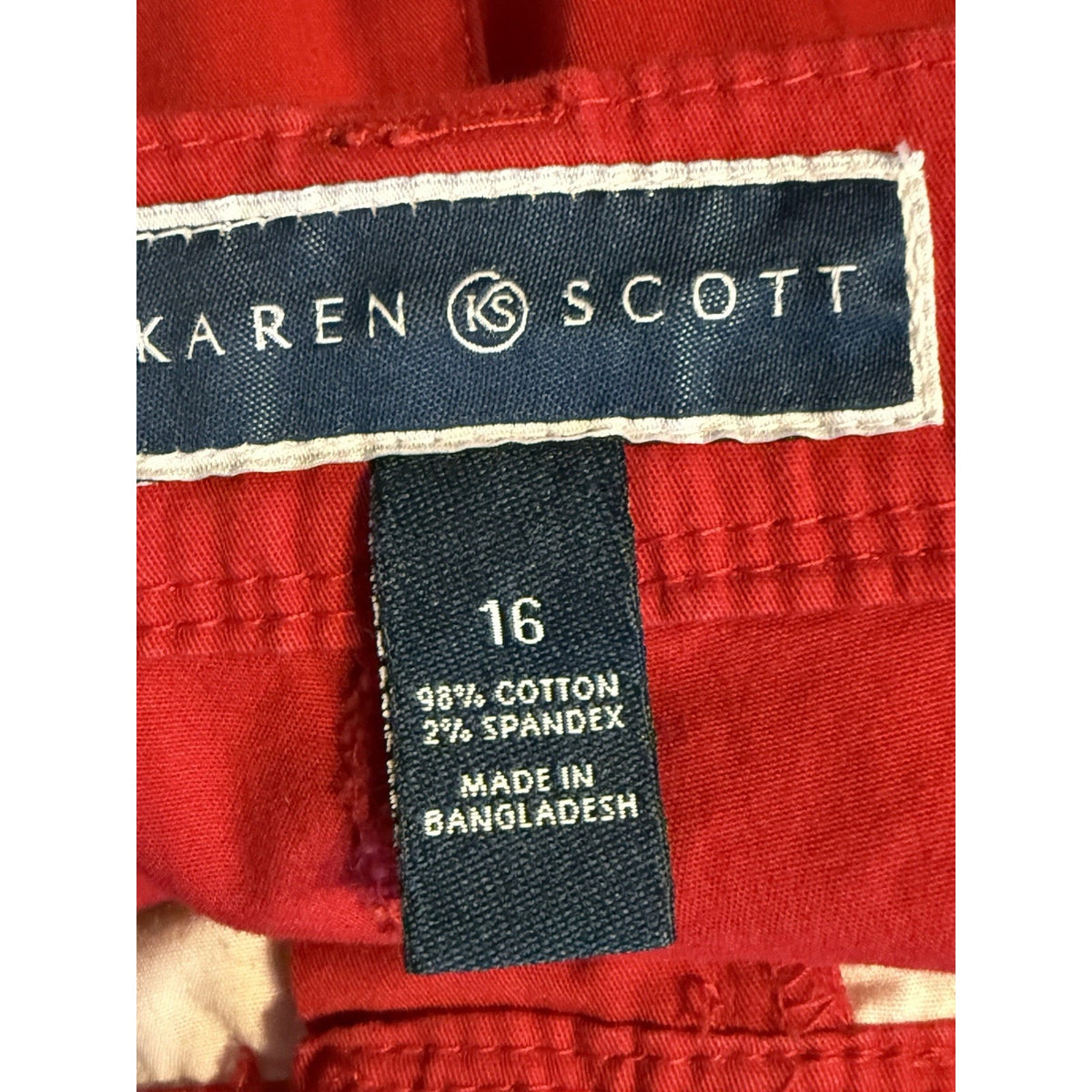 Karen Scott Red Capri Pants Women’s 16 Stretch Elastic Back Casual Summer