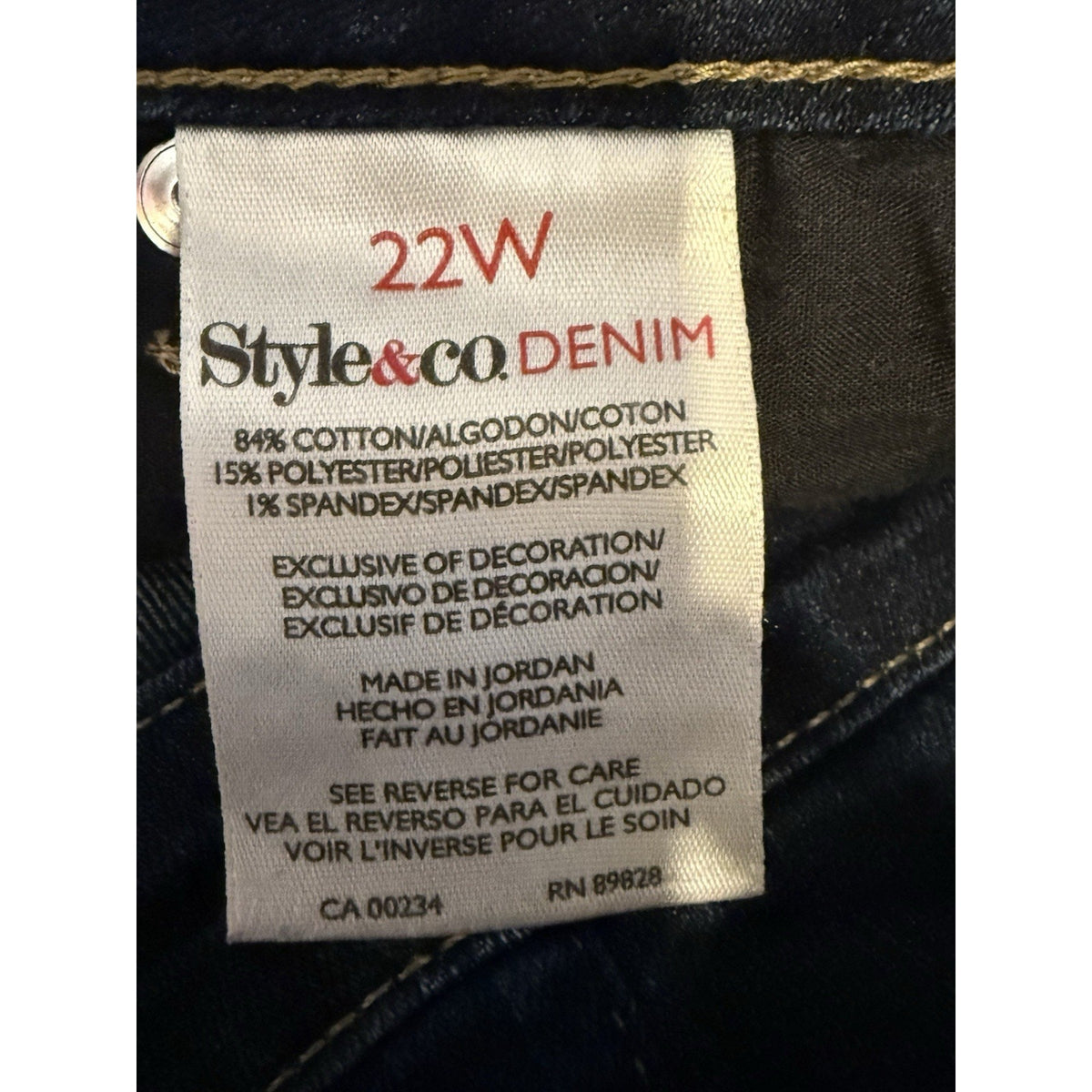 Style&co Women's Blue Denim Capri Jeans Dark Wash Stretch 5-Pocket Plus Size 22W