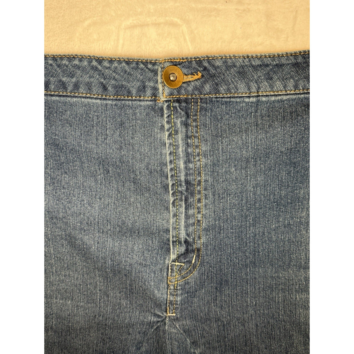 Jessica London Women Blue Jean Denim Skirt Size 28 Zip Button Front Cotton Blend