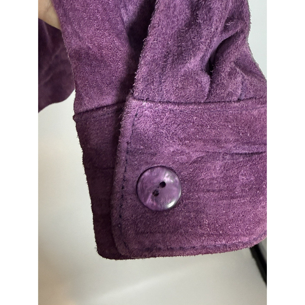 Women’s Small Coldwater Creek Vintage Purple Crinkle Suede Leather Jacket Y2K
