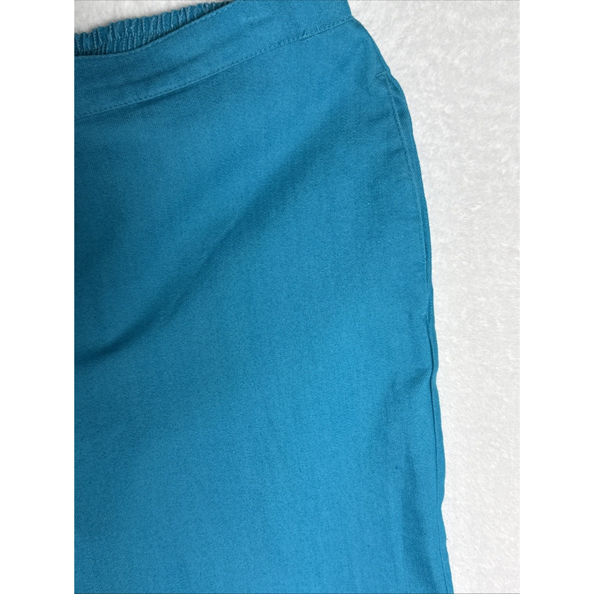 Alfred Dunner Petite 10P Turquoise Stretch Denim Jeans PullOn Straight Leg Pants