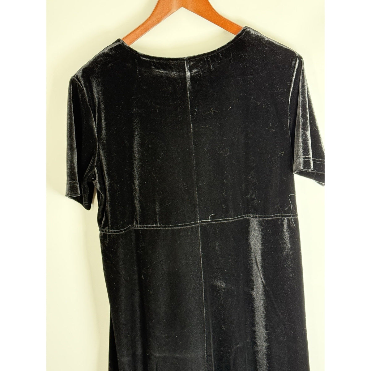 Cervelle Black Velvet Midi Dress Size S Short Sleeve Stretch
