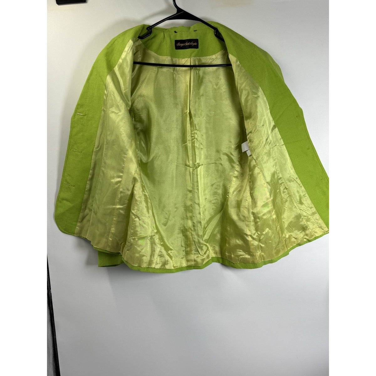 Giorgio Sant’Angelo Lime Green Linen Blazer Jacket Sz 10 Statement