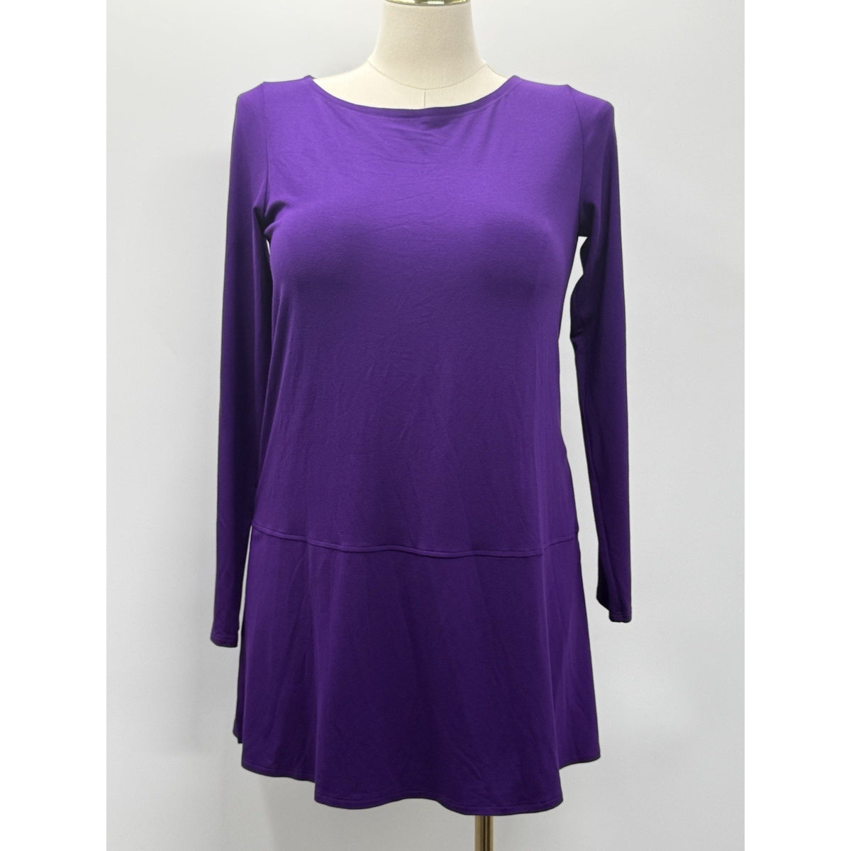 Eileen Fisher NWT Purple Bateau Neck Tunic Top Medium Viscose Stretch USA