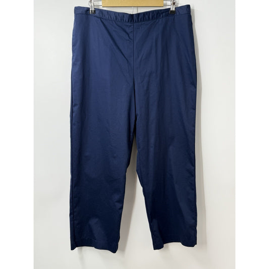Alfred Dunner 18 Pull On Pants Navy Blue Straight Leg Cotton Blend 28” Inseam