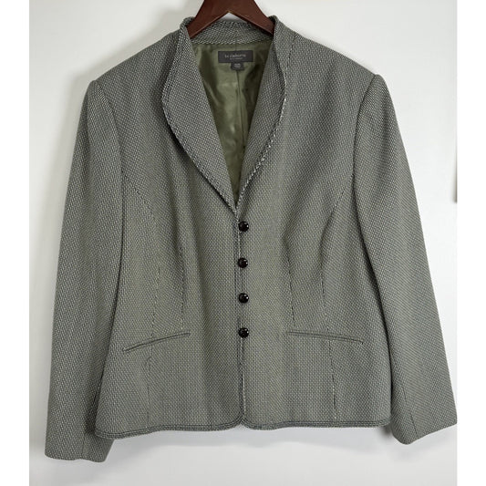 Liz Claiborne Blazer Jacket 22W Green Black Heavyweight Structured No Stretch