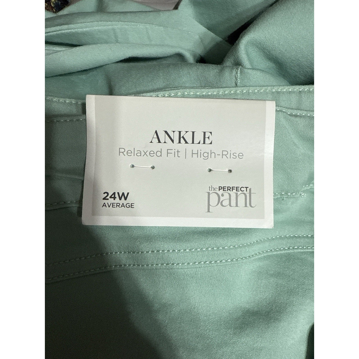 CJ Banks Women’s 24W Aqua Ankle Pants High Rise Relaxed Fit Cotton Stretch NWOT