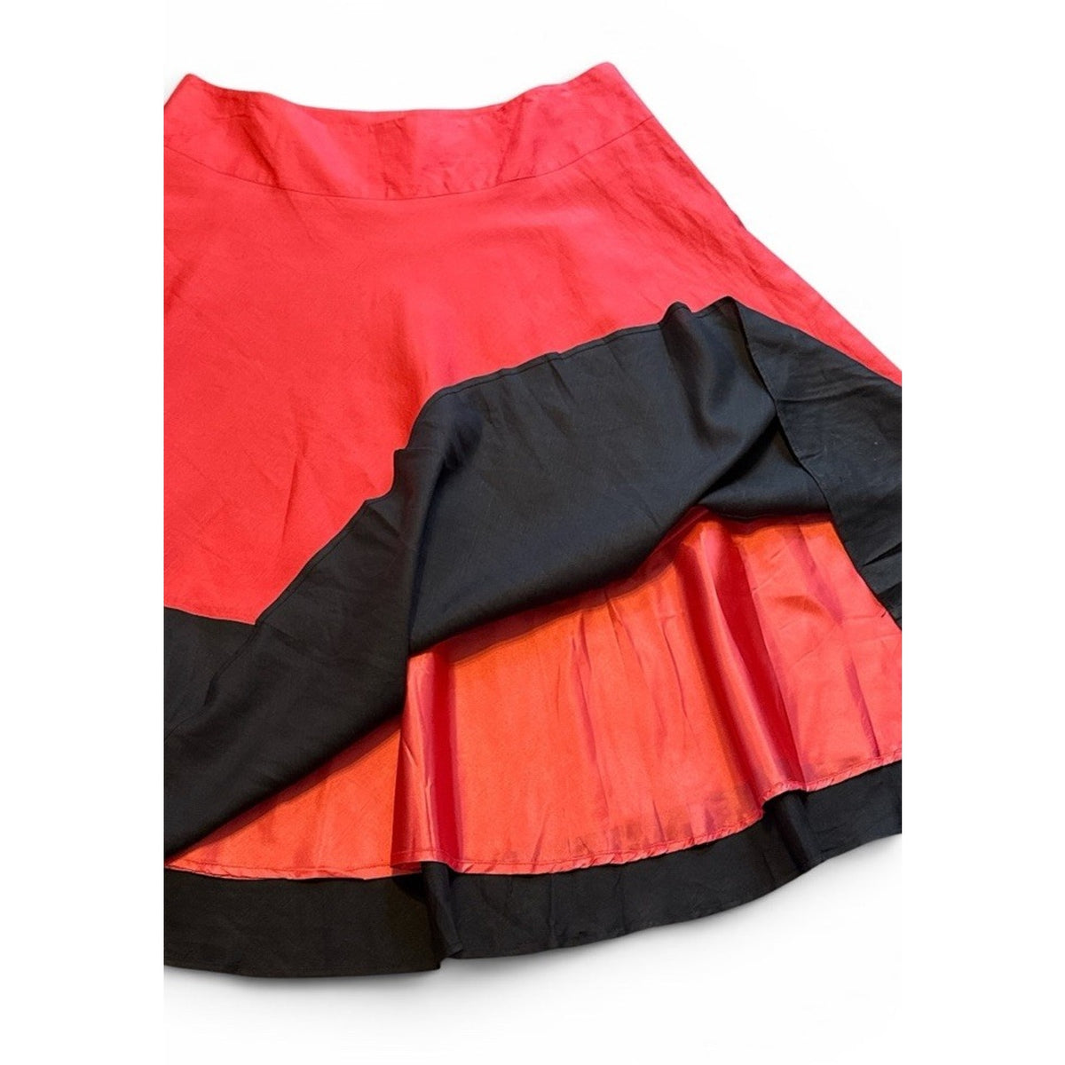 Ashley Stewart Linen Blend Maxi Skirt 20W Pink Black Colorblock Boho Resort