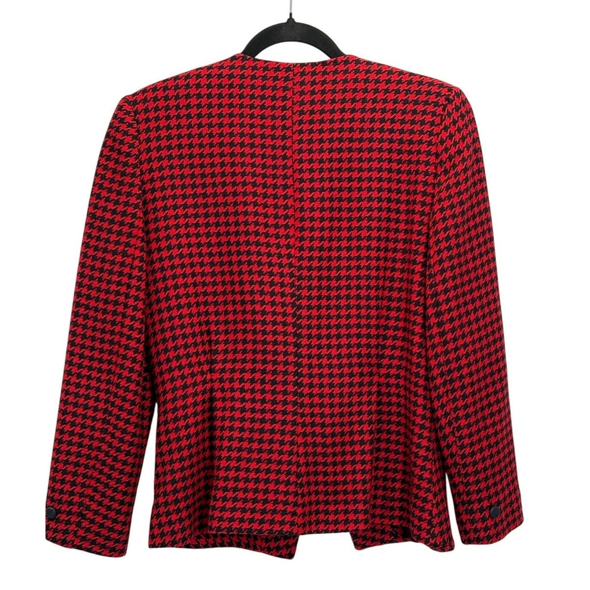 D’ANELLO New York Women’s Size 8 Red Black Houndstooth Wool Blazer Jacket