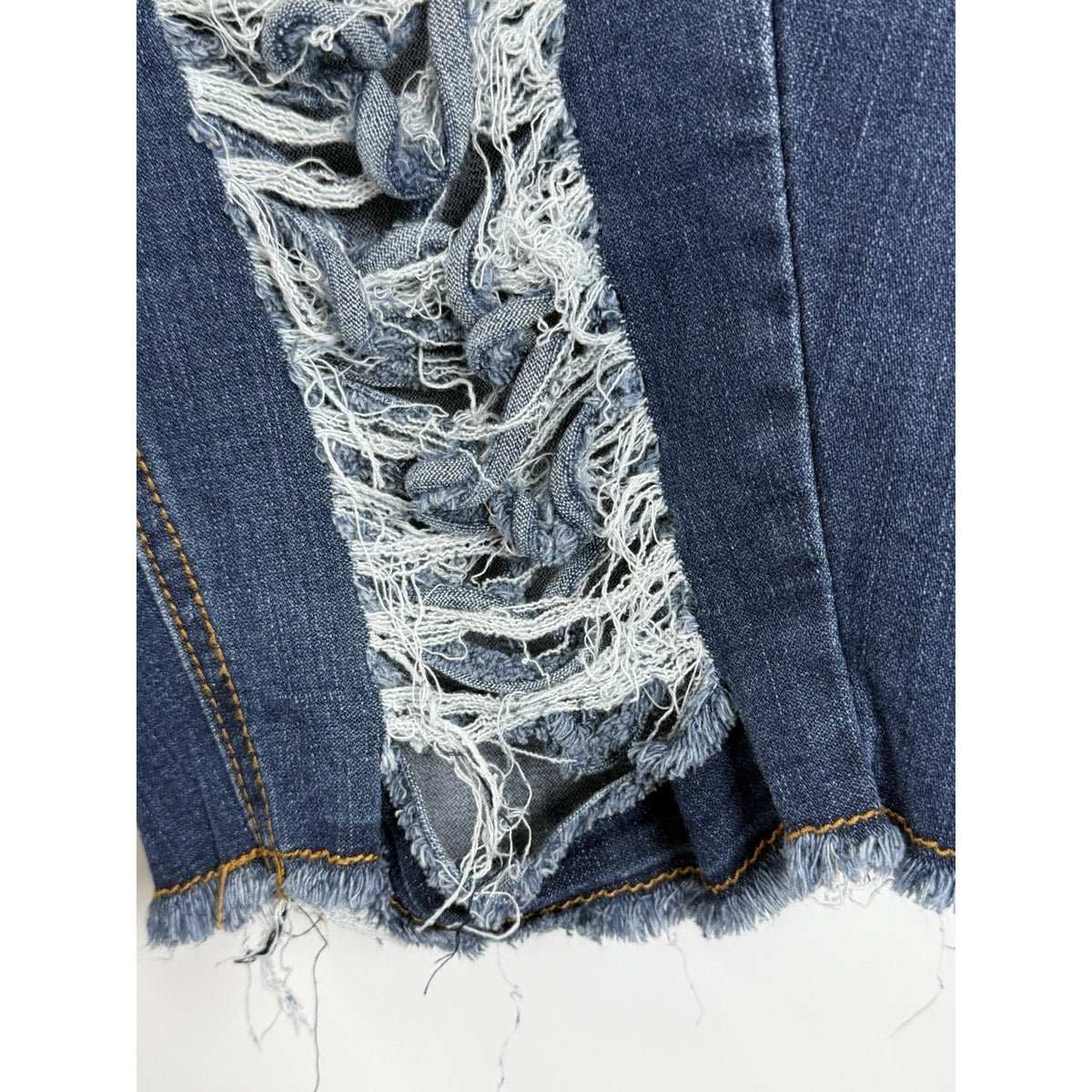 Ashley Stewart Plus Size 16 Distressed Denim Bermuda Shorts Raw Hem Grunge