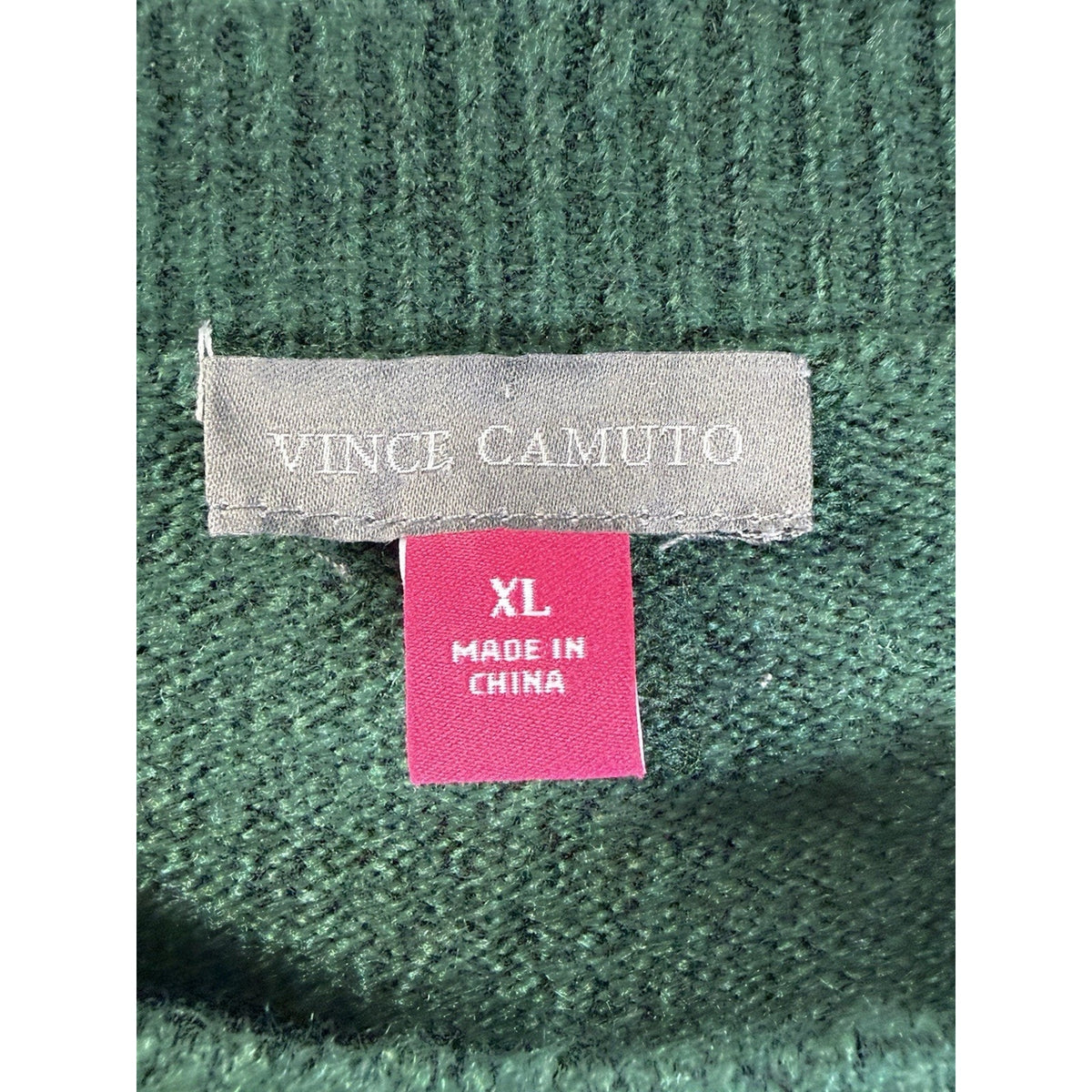 Vince Camuto Sweater XL Green “Peace” Beaded Crewneck Soft Knit Casual Cozy