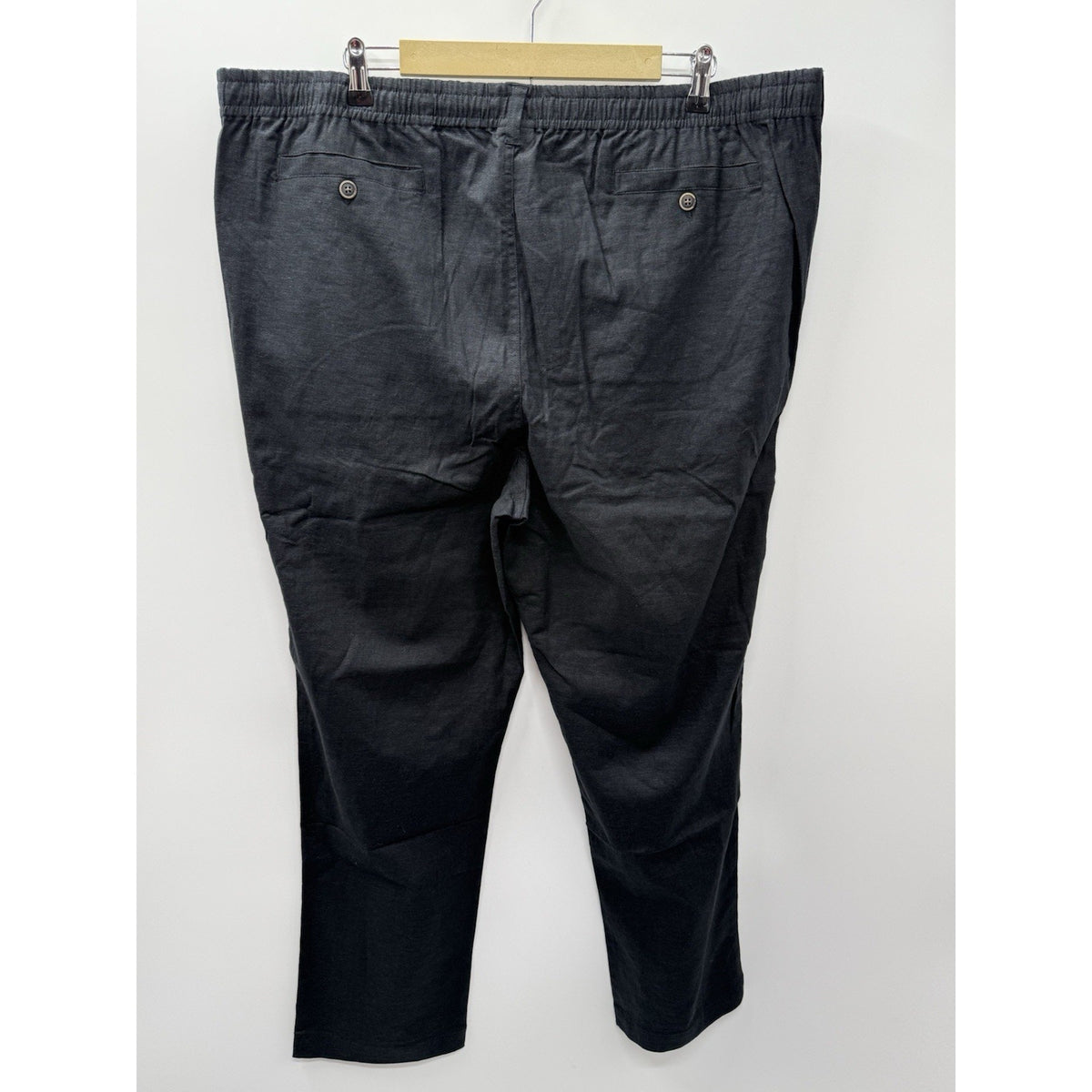28 Palms Men’s Linen Blend Pants XXL 30 Black Elastic Waist Straight Casual
