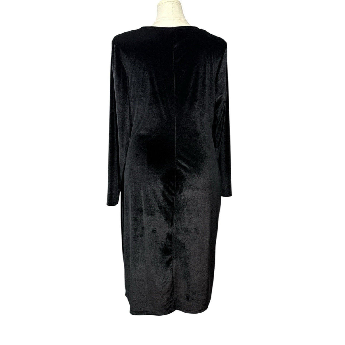 Ashley Stewart Dress Women’s 18/20 Black Velvet Long Sleeve V-Neck