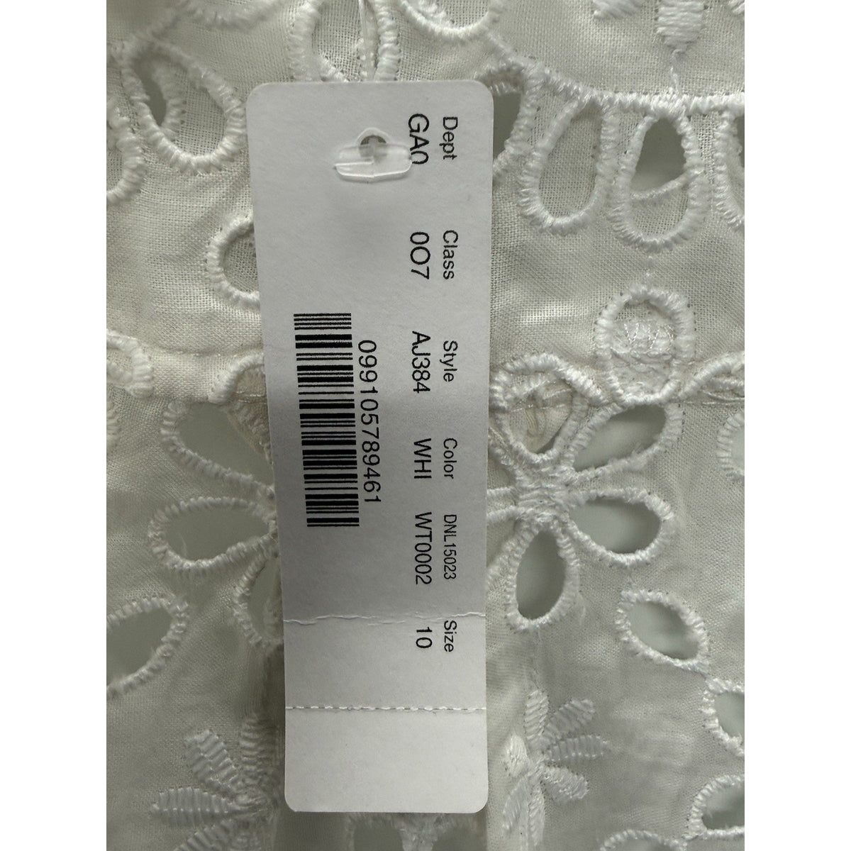 J.Crew Eyelet Lace Button Front Blouse Womens 10 White NWT Floral Long Sleeve