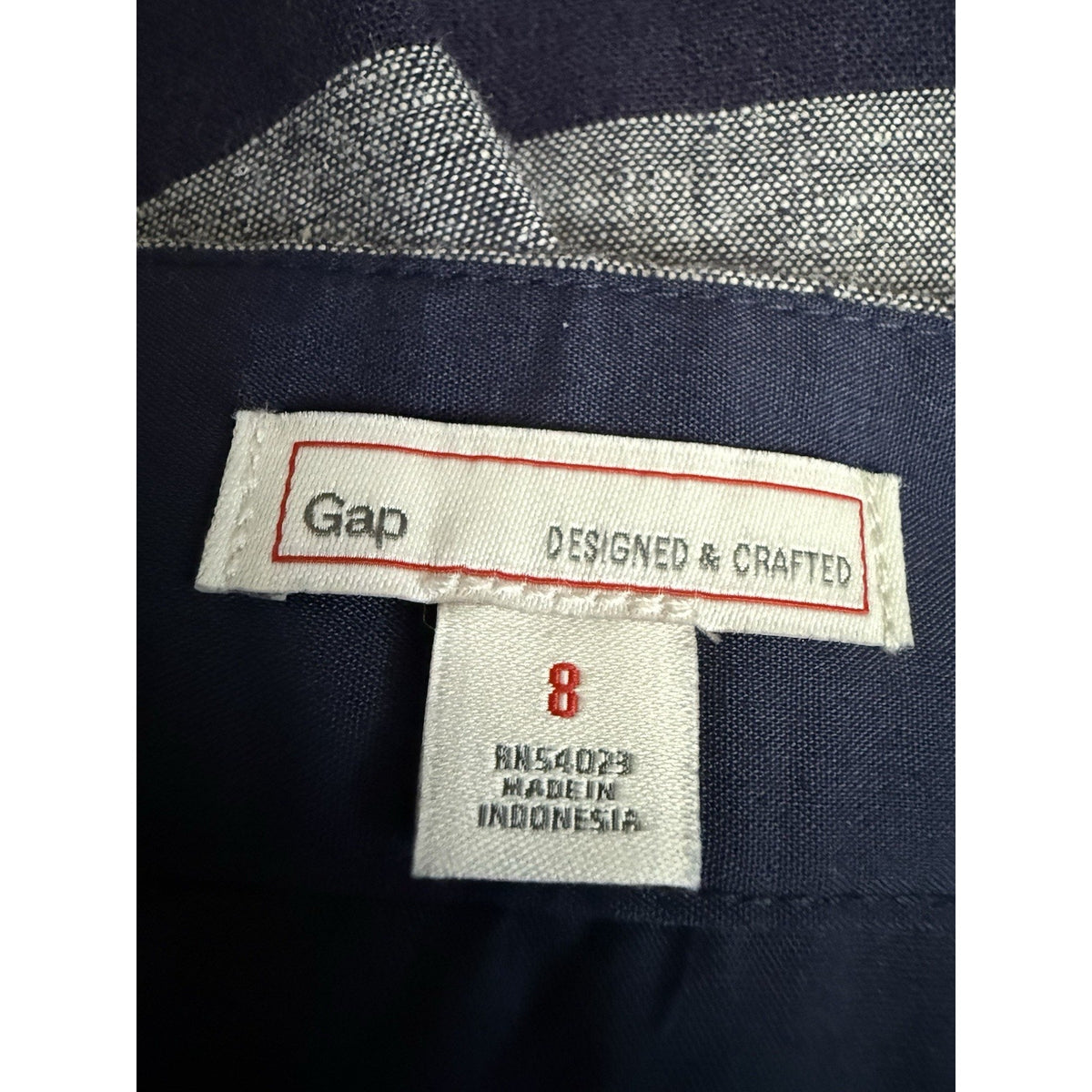 NWT Linen Cotton Striped Mini Skirt Navy Chambray Size 8 Lined