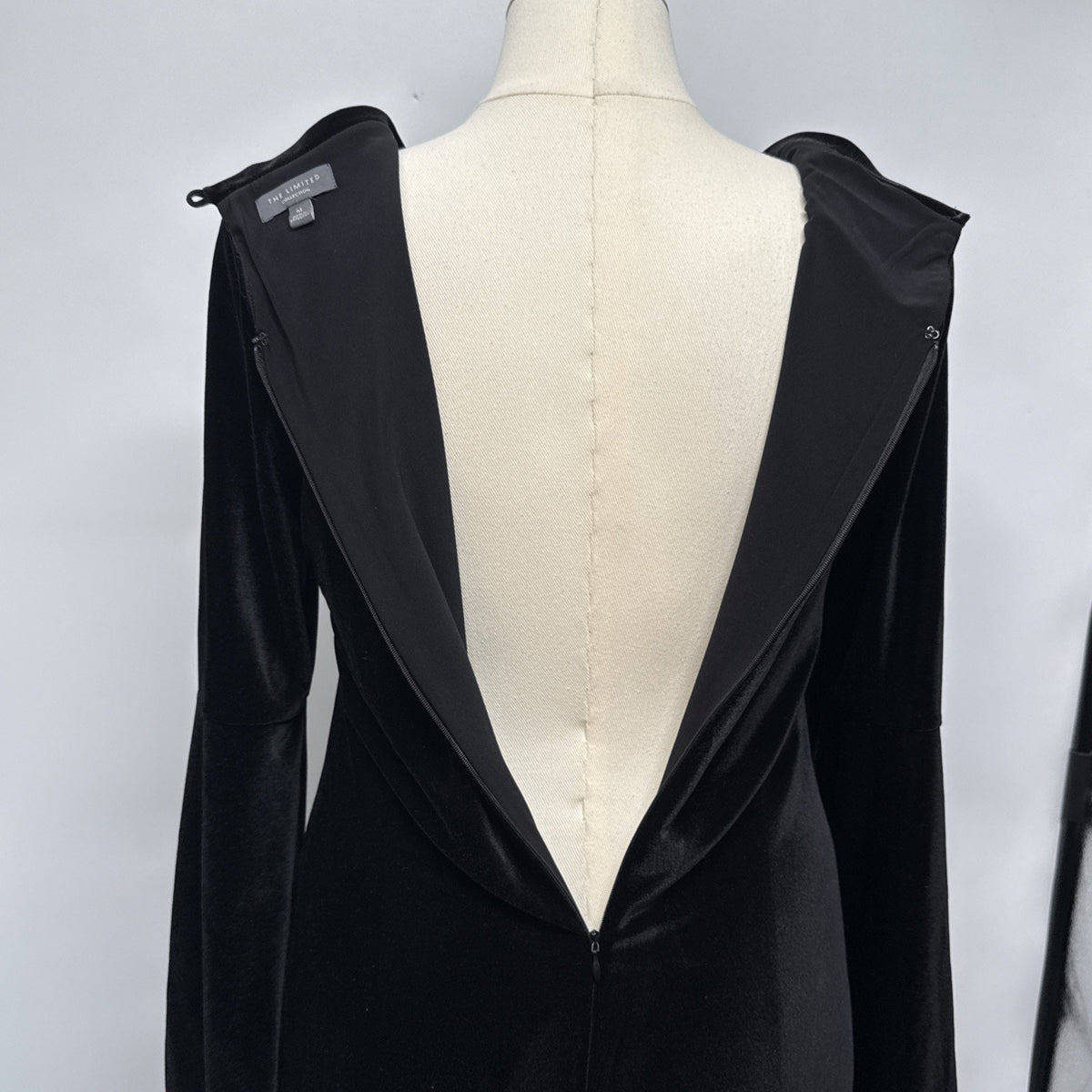 The Limited Medium Black Velvet Bell Sleeve Dress Burnout Damask Boho Cocktail