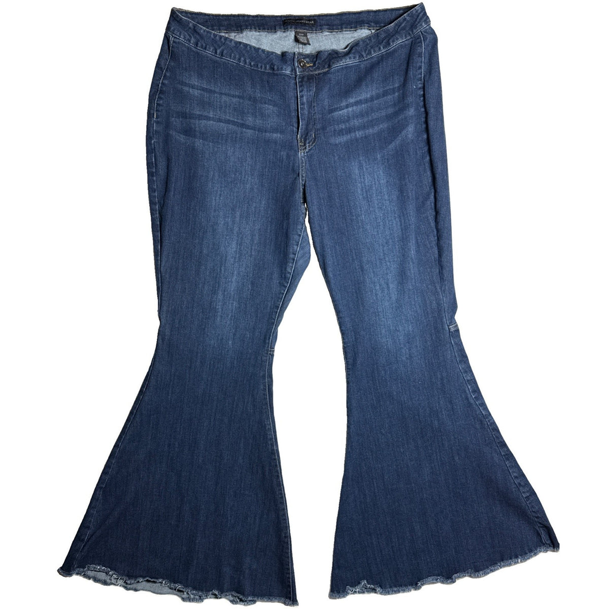Traffic Jeans High Rise Flare Bell Bottoms Raw Hem Sz 22W Wide Leg Stretch Boho