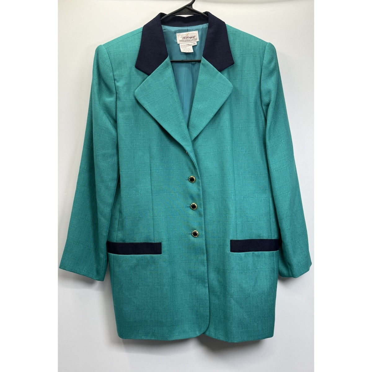 Vintage Worthington Teal Blazer Jacket 18W Gold Button Career Preppy Office 90s