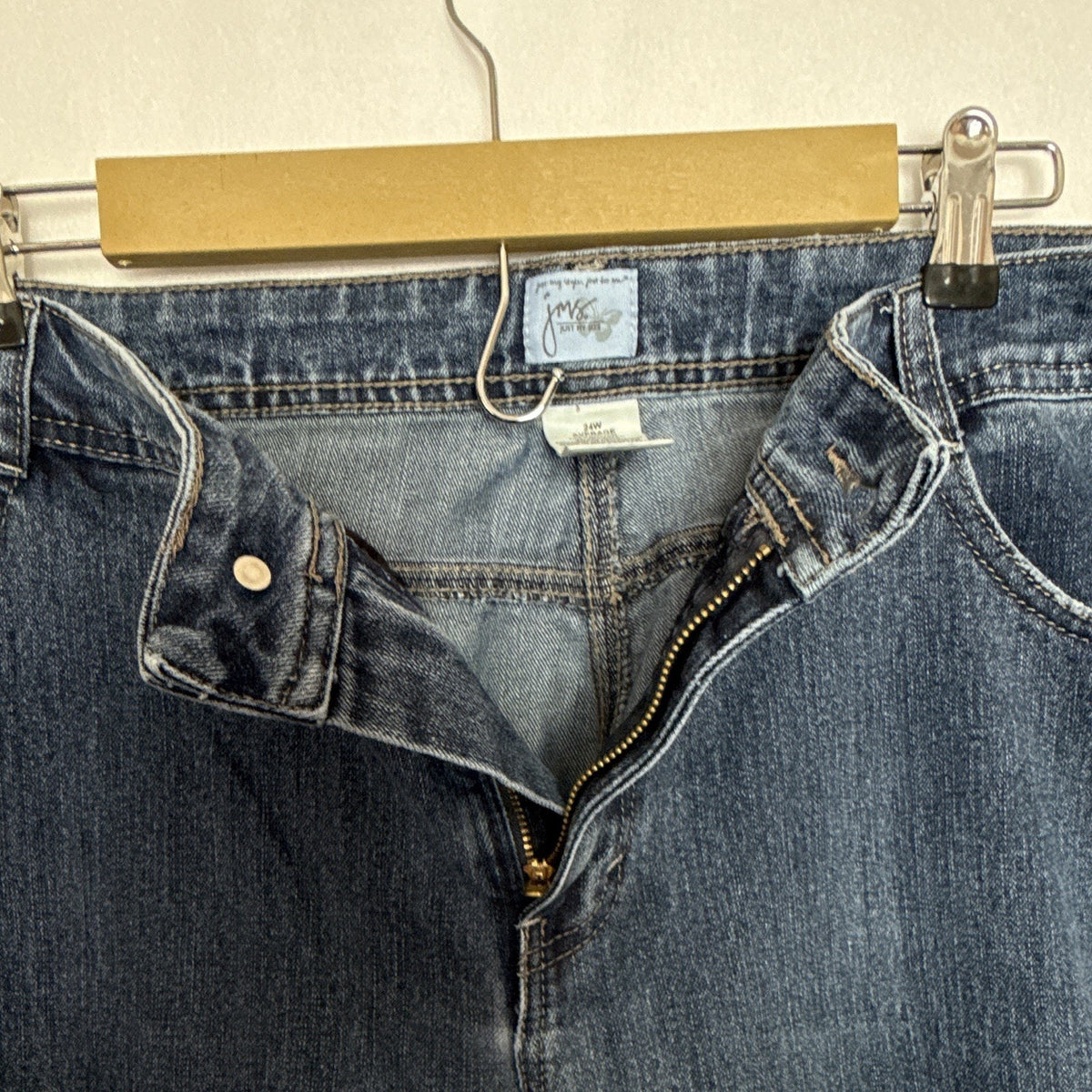 Just My Size JMS Women 24W Plus Blue Medium Wash Crop Jeans Stretch Straight