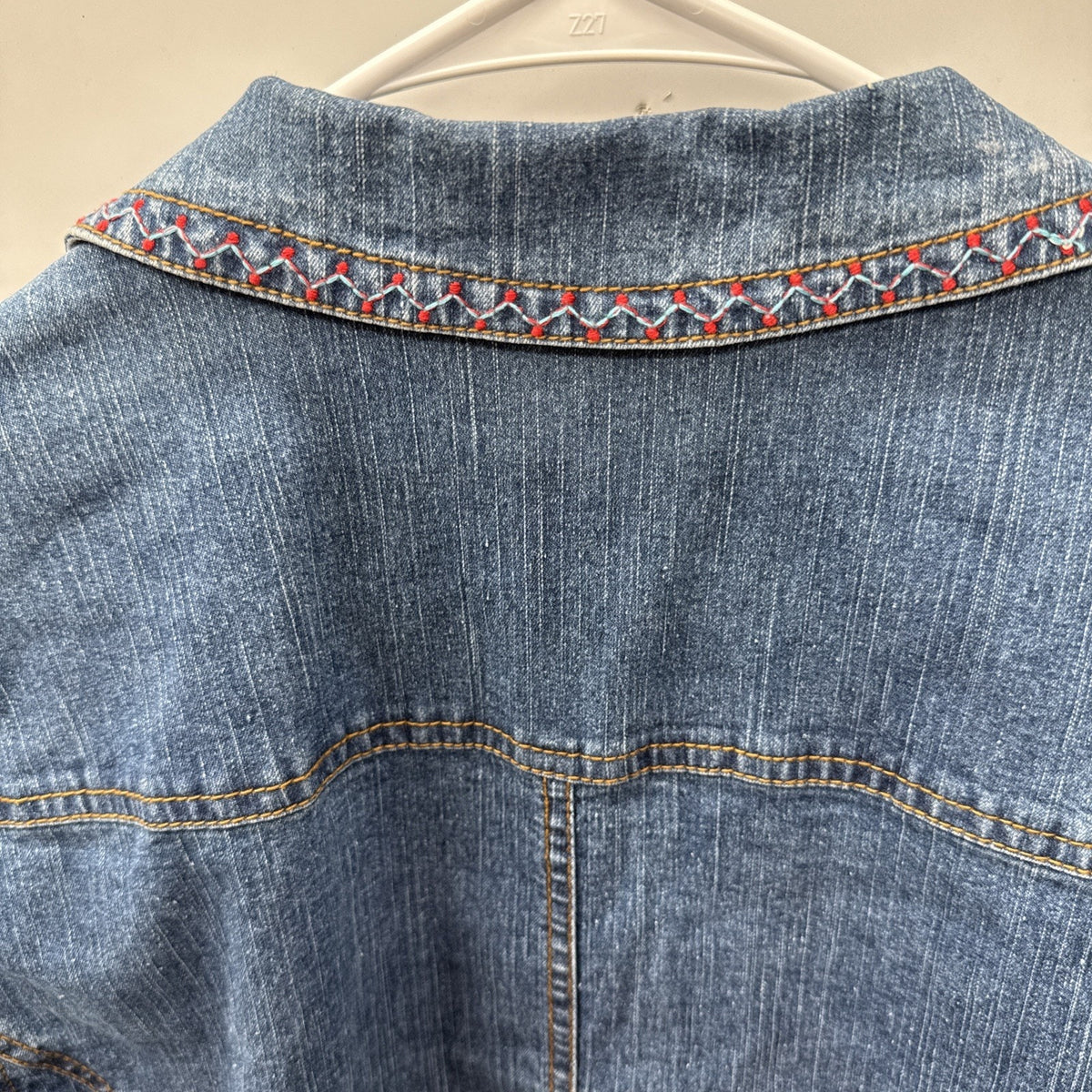 Ruby Rd Embroidered Denim Jacket Boho Western Southwestern Artsy Festival No Tag