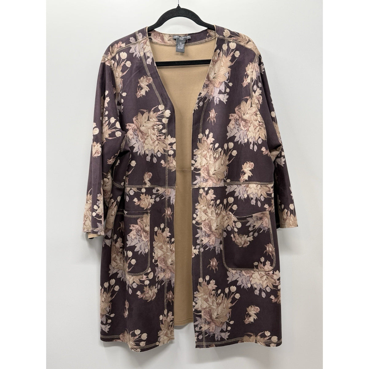 Chelsea & Theodore Jacket Women’s Floral Print Open Front Kimono Duster Size 2X