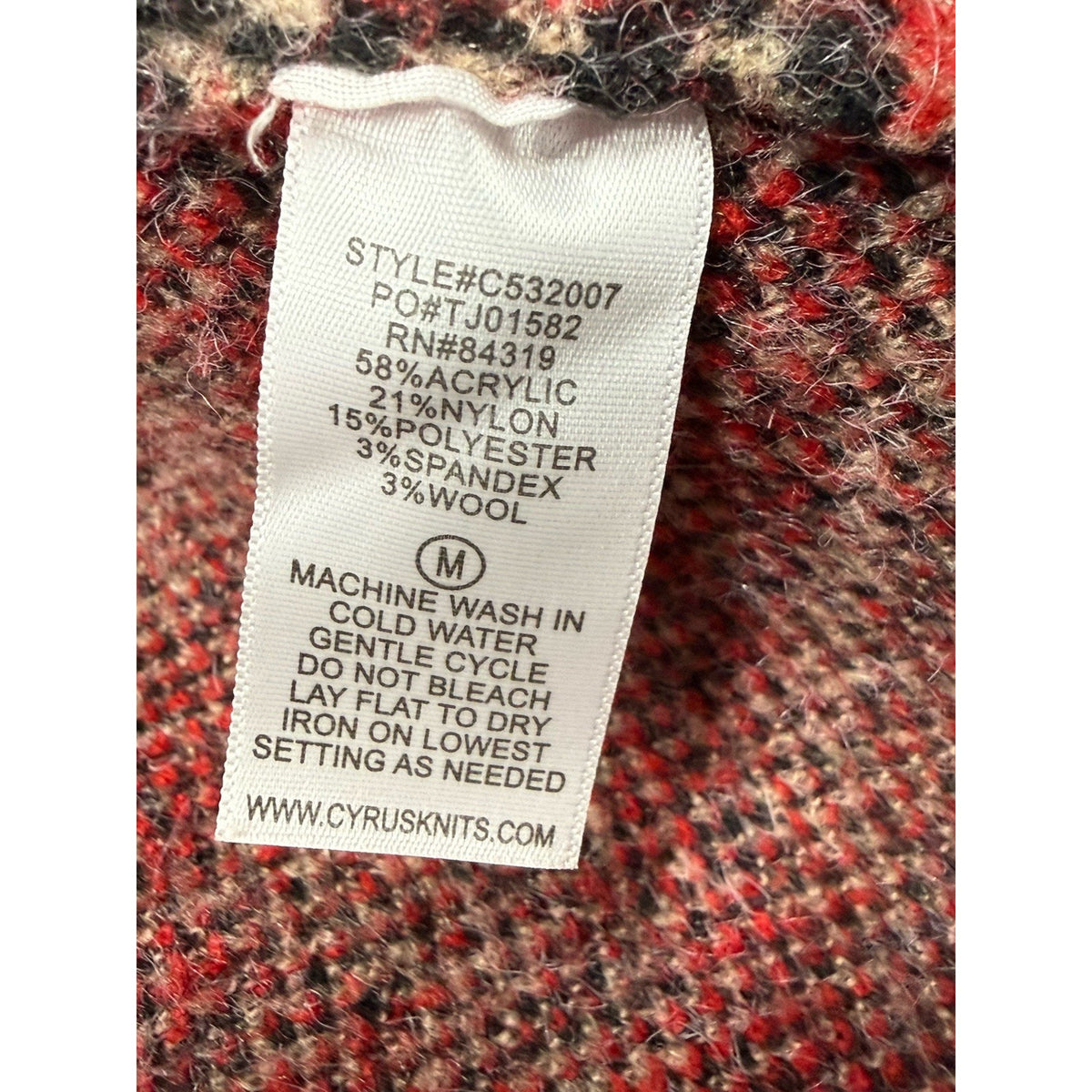 Cyrus Cardigan Sweater Snap Button Red Check Plaid Women Size Medium Academia