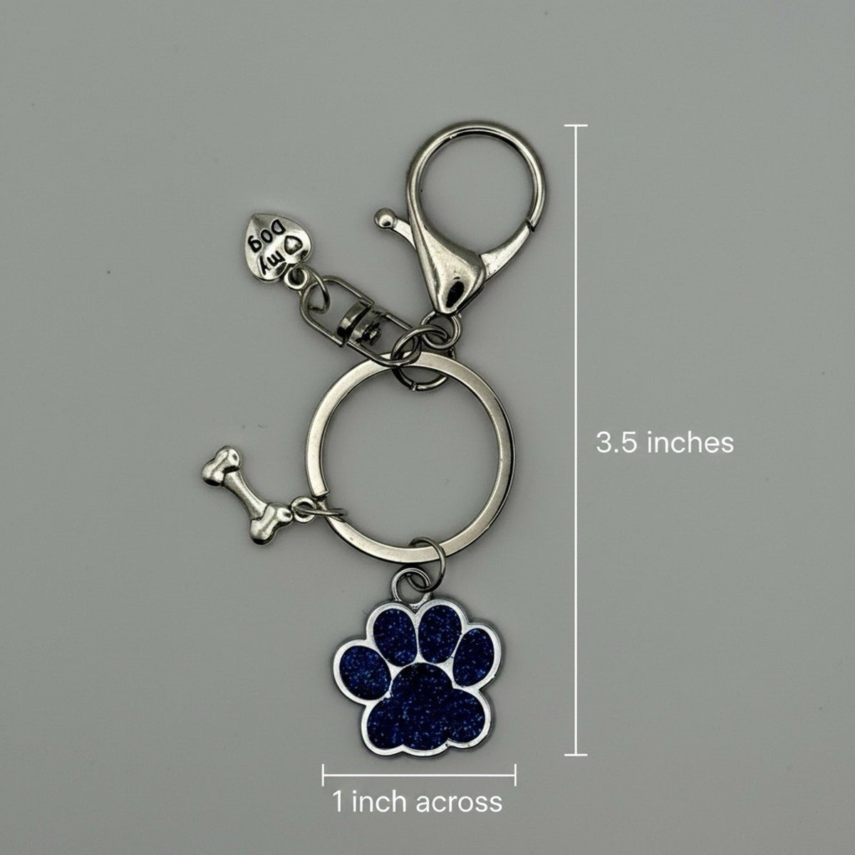 Sapphire Nights Paw Print Dog Keychain Purse Charm Dog Lover Gift Handmade