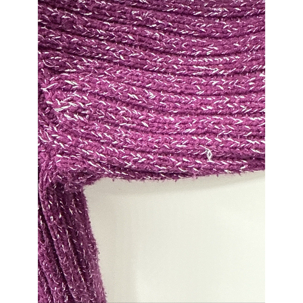 Style & Co Womens 0X Purple Metallic Cable Knit Sweater Wide Collar Shimmer