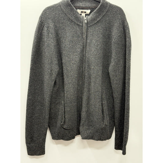 Joseph Abboud Men XL Wool Blend Full Zip Sweater Jacket Charcoal Gray Pockets