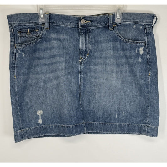 Old Navy Denim Mini Skirt Women’s Size 16 Blue Jean Zip Front, Pockets Cotton