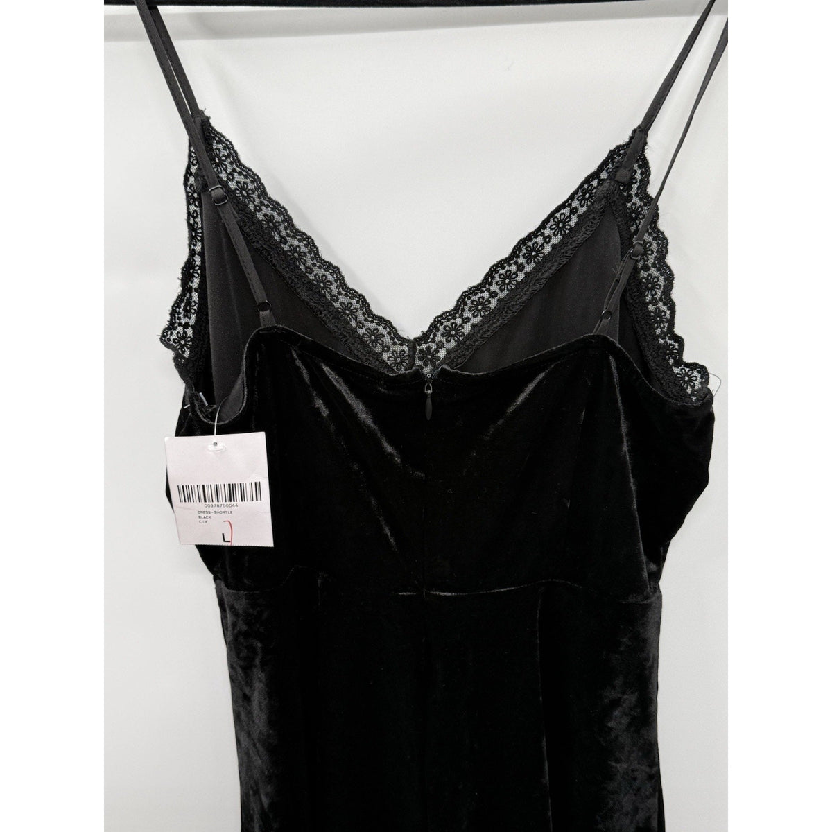 Forever 21 Black Velvet Slip Dress Lace Trim Goth Coquette Grunge Y2K L NWT