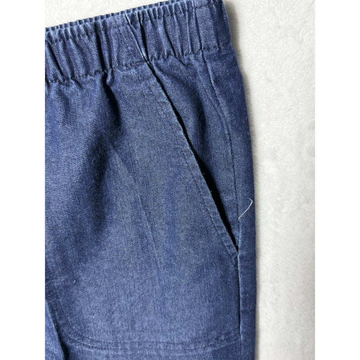 White Stag Womens L 12-14 Pull On Denim Capris Lightweight Elastic Waist Blue