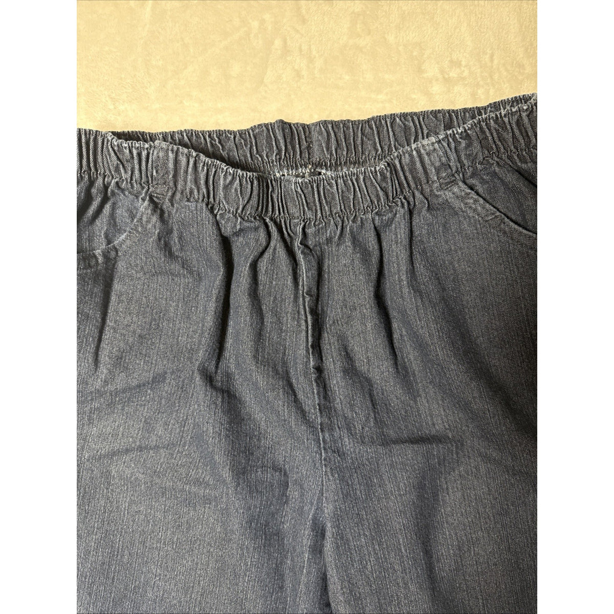 Chic Jeans Women Sz 16 Petite Denim Elastic Waist Pull On Straight Leg Stretch