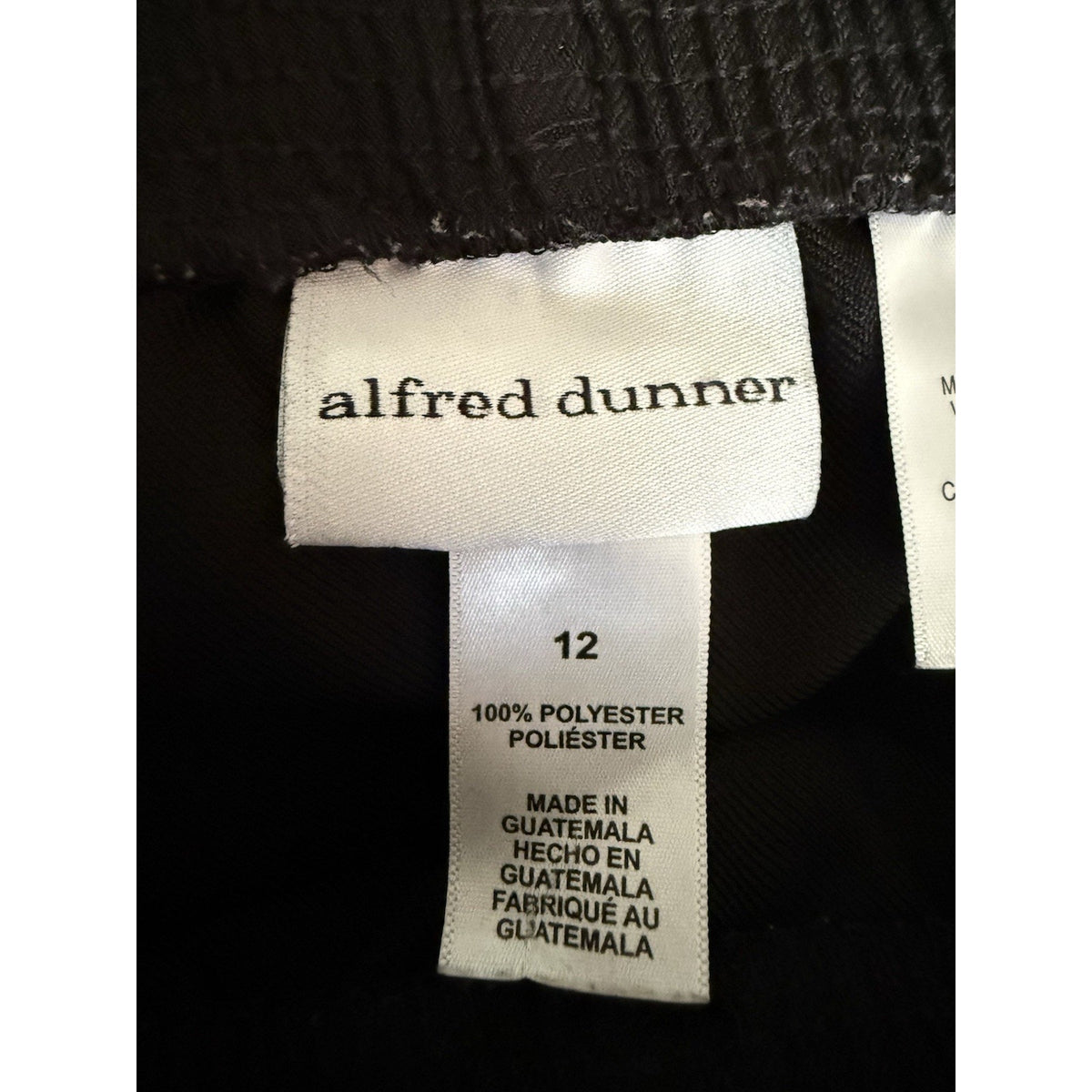 Alfred Dunner Black Pull On Pants Women’s 12 Straight Leg Elastic Waist 29.5