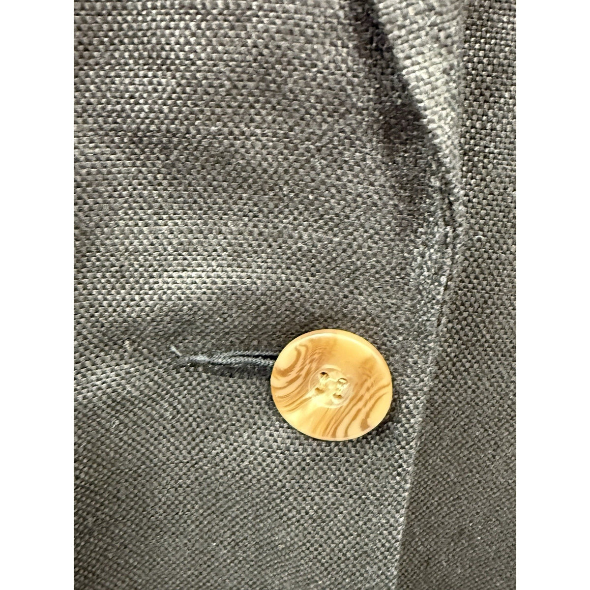 CHAUS Black Linen Blend Blazer Jacket Women’s Size 12 One Button Career
