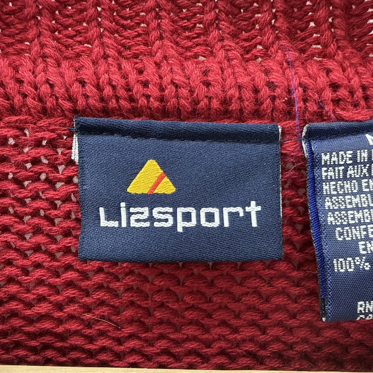 Vintage Liz Sport Cable Knit Snowflake Sweater MEDIUM Crew Neck Cotton Chunky