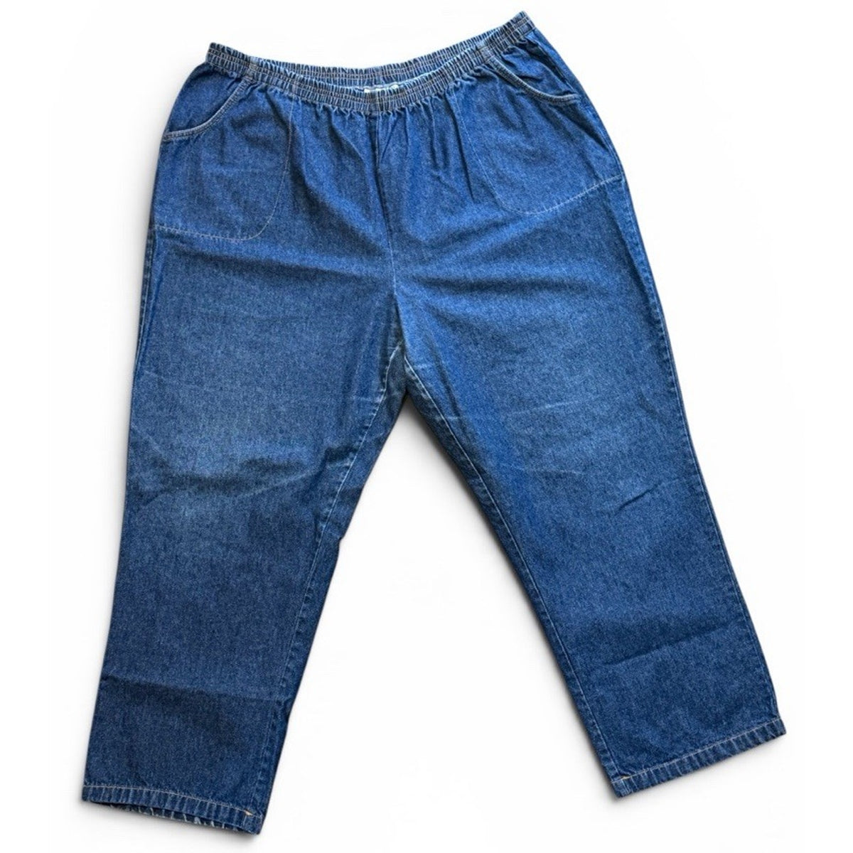 Blair Pull On Denim Jeans Womens 22WP Elastic Waist Dark Wash Straight Leg