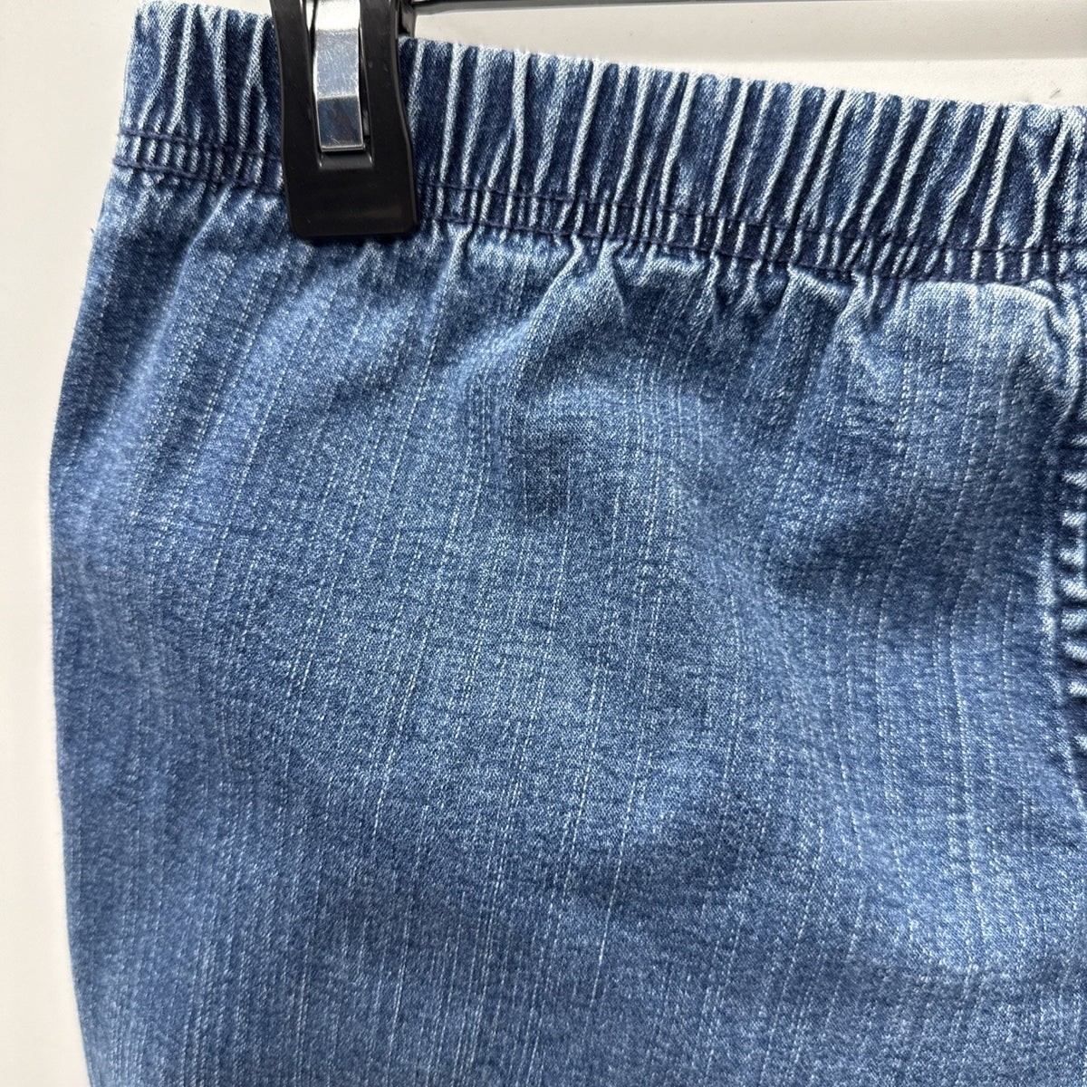 White Stag Pull On Denim Jeans Straight Leg Elastic Waist Womens Large Average