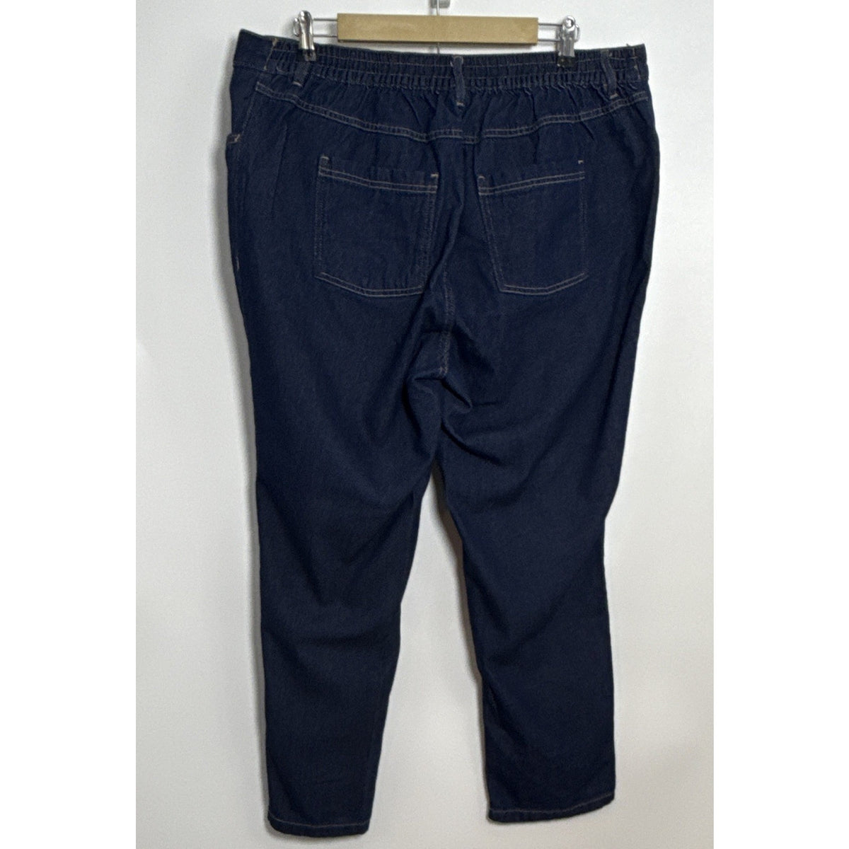 Woman Within Women’s Blue Denim Jeans Size 18W Petite Cotton 5-Pocket Button Zip