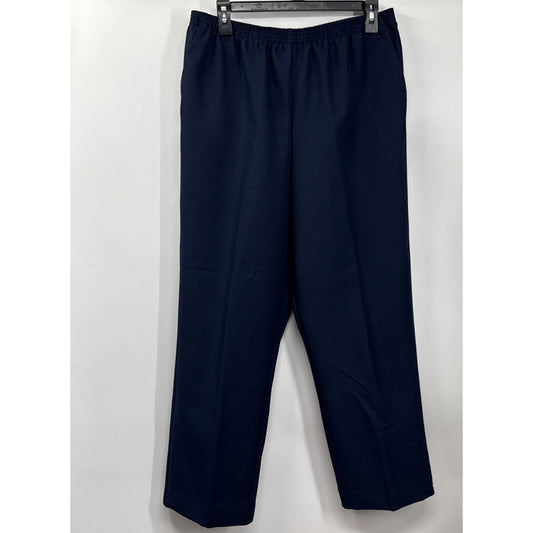 Alfred Dunner Navy Blue Elastic Waist Polyester Pants Women's Size 14
