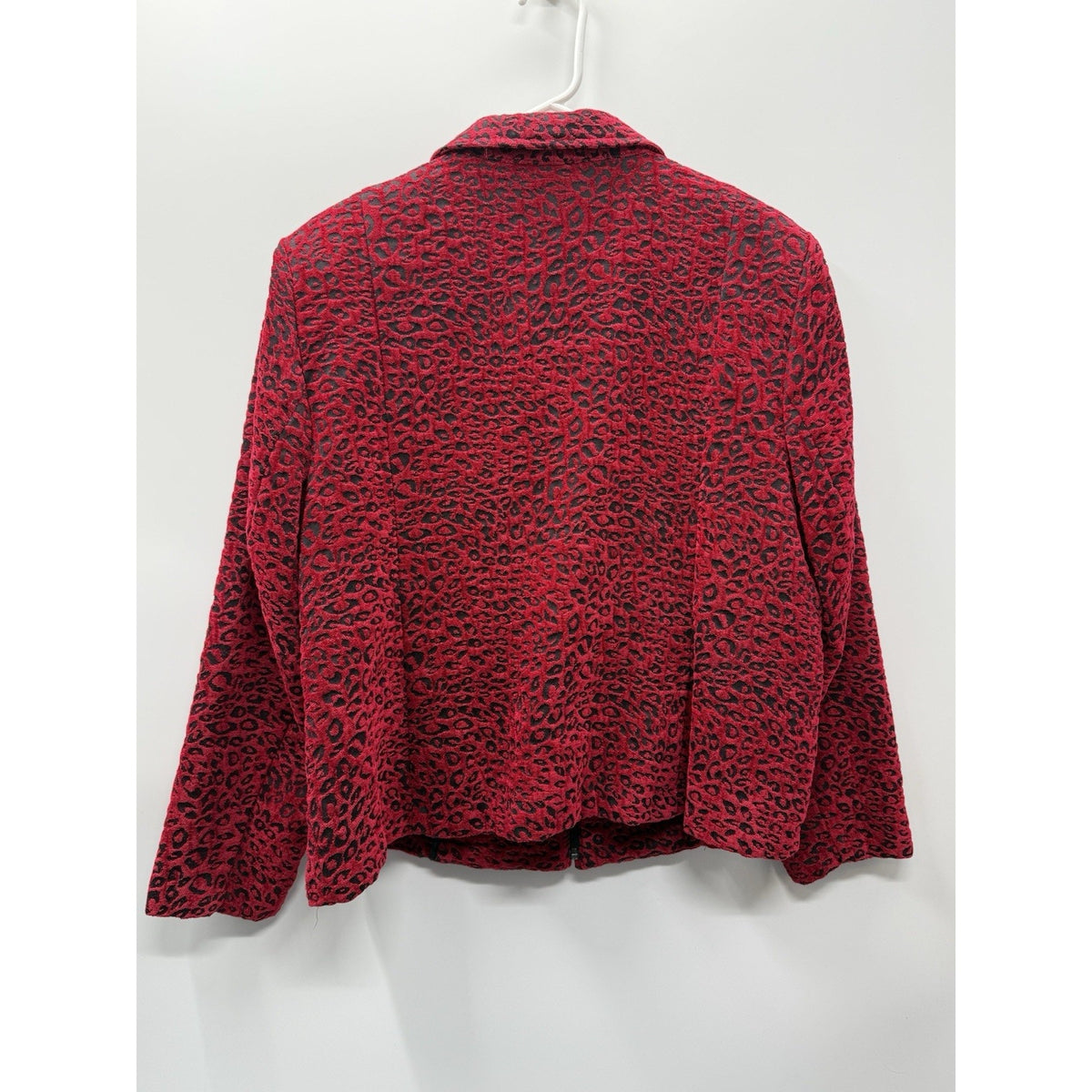 Molly & Maxx Woman 2X Red Black Leopard Print Zip Jacket Textured Plus Size
