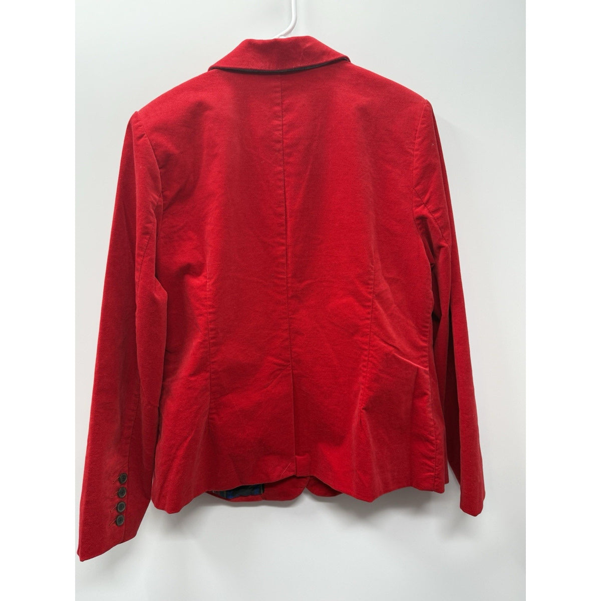 Charter Club Red Blazer Jacket Womens 12 Plaid Lined Preppy Holiday Career