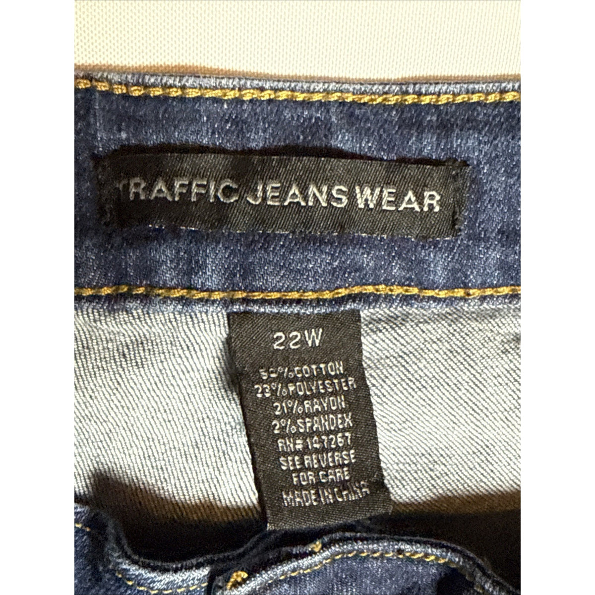 Traffic Jeans High Rise Flare Bell Bottoms Raw Hem Sz 22W Wide Leg Stretch Boho