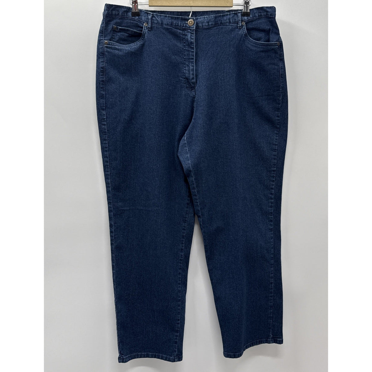 Ruby Rd Jeans Women Blue 5 Pocket Sz 18W Back Elastic Waist Zip Button Comfort