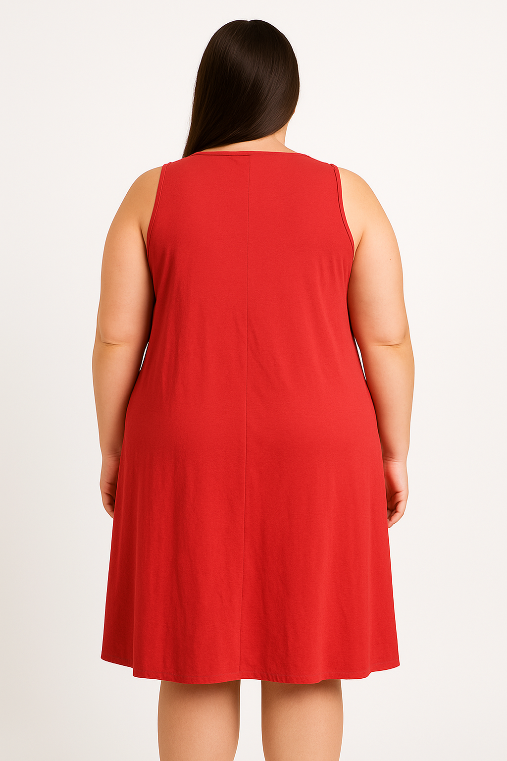 Zenana Plus Size Red Sleeveless Pocket Dress – Soft A-Line Fit (1X–3X)