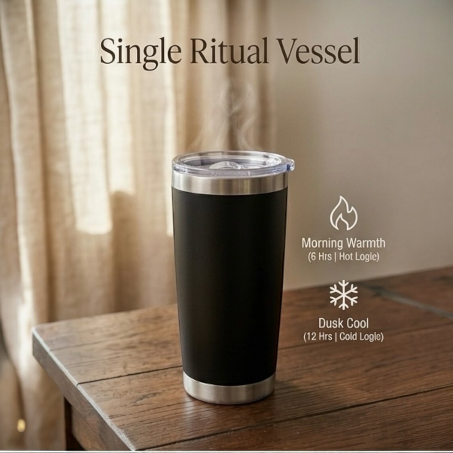 Obsidian Matte Black 20oz Stainless Steel Tumbler | Double Wall Insulated | Morning Ritual Cup
