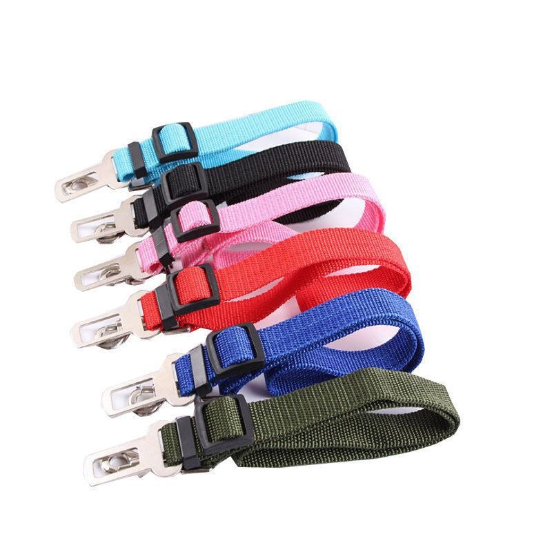 Dog Seatbelt Leash for Car Safety – Adjustable Travel Clip (Black, Pink, Blue, Red)