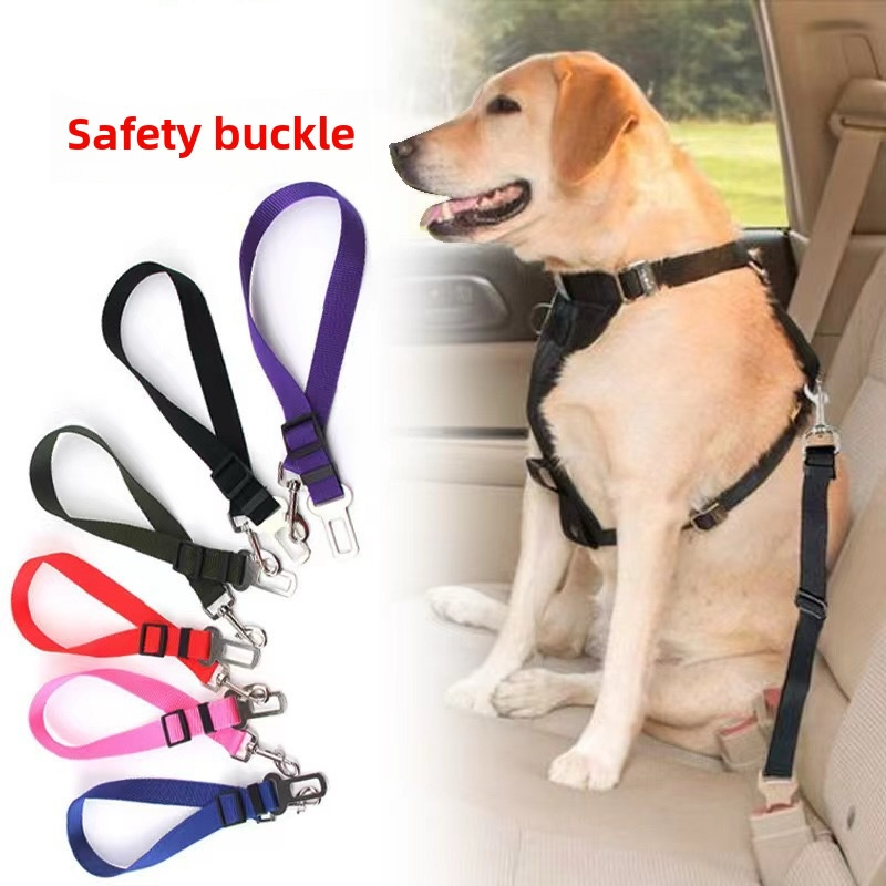 Dog Seatbelt Leash for Car Safety – Adjustable Travel Clip (Black, Pink, Blue, Red)